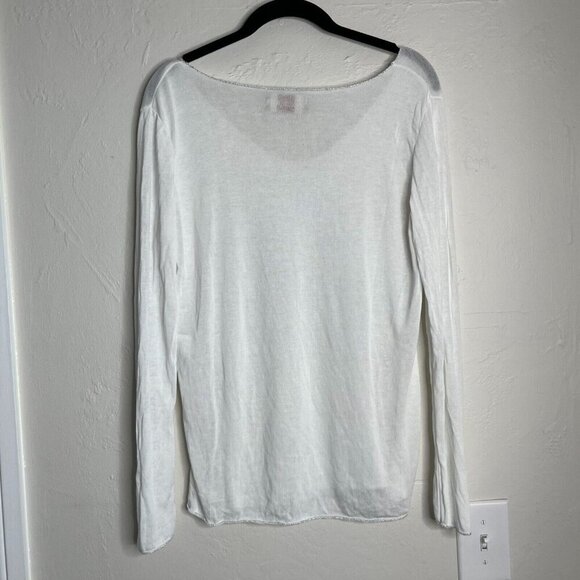 Free For Humanity White long Sleeve Viscose‎ Blend Knit Top Silver Lining Medium - Picture 6 of 7